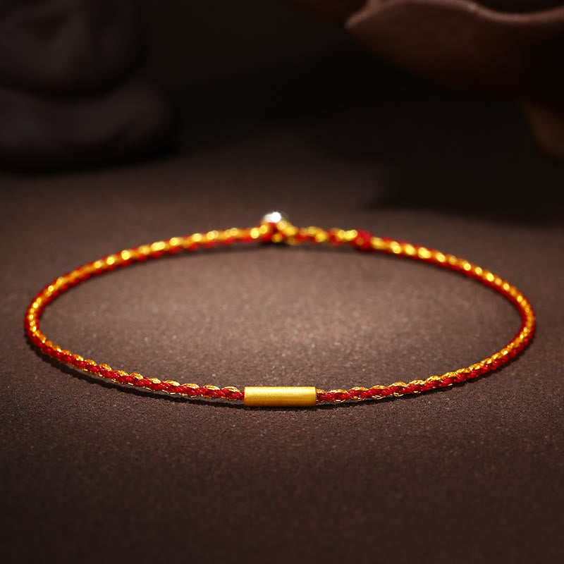 999 Gold Schutzarmband mit roter Schnur Vier Wunschknoten