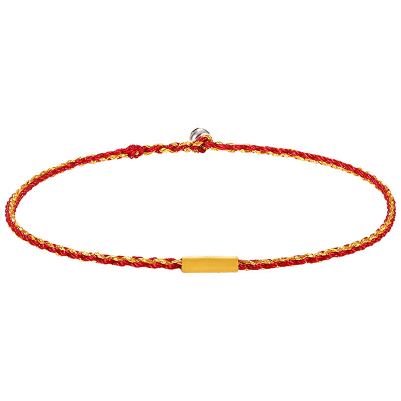 999 Gold Schutzarmband mit roter Schnur Vier Wunschknoten