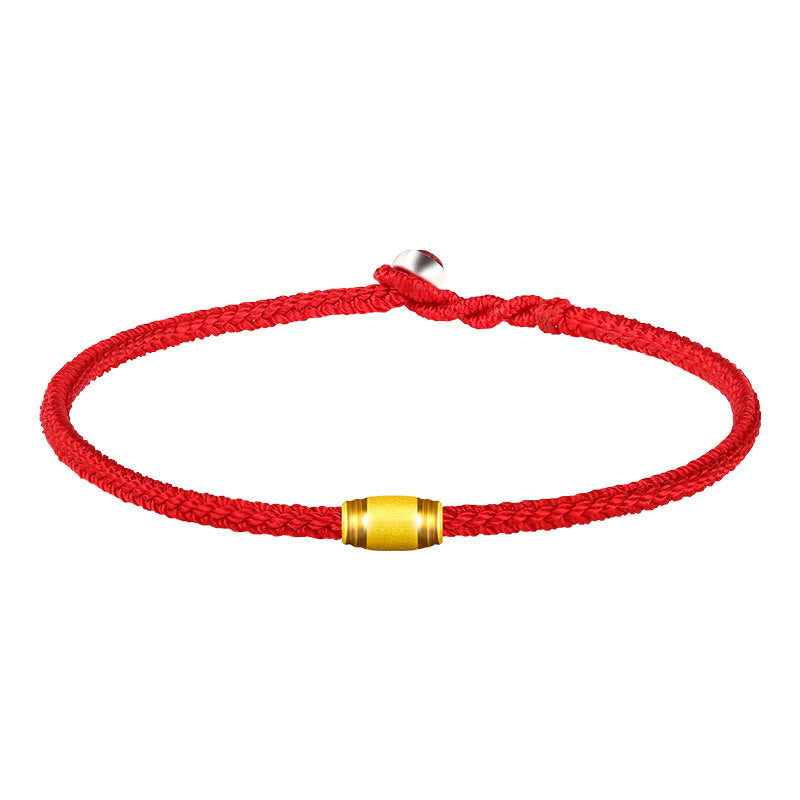 999 Gold-Armband mit rotem Faden und achtfädigem Friedensknoten