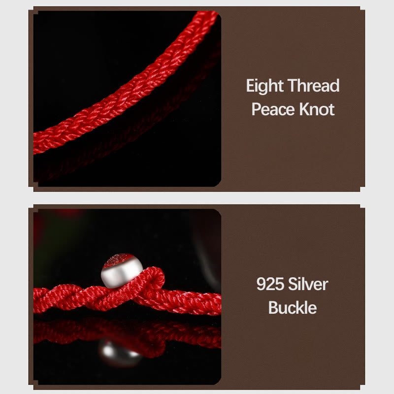999 Gold-Armband mit rotem Faden und achtfädigem Friedensknoten
