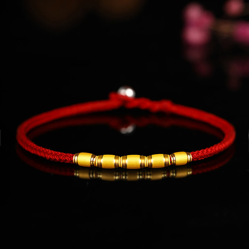 999 Gold-Armband mit rotem Faden und achtfädigem Friedensknoten
