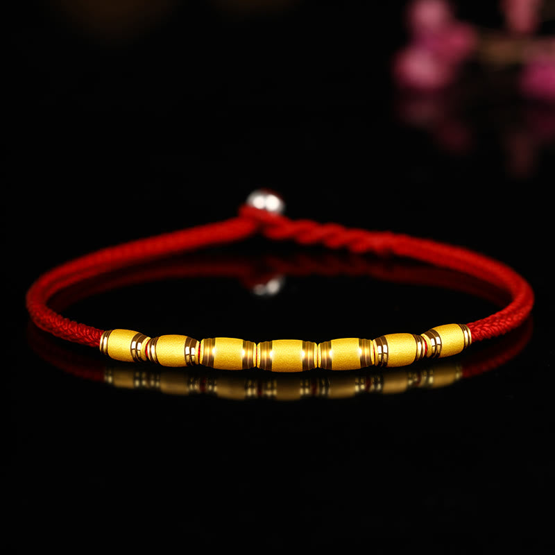 999 Gold-Armband mit rotem Faden und achtfädigem Friedensknoten