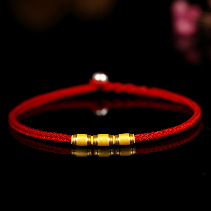 999 Gold-Armband mit rotem Faden und achtfädigem Friedensknoten
