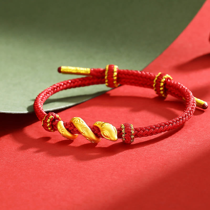 999 Gold &amp; Rote Schnur Schlangenschutzarmband