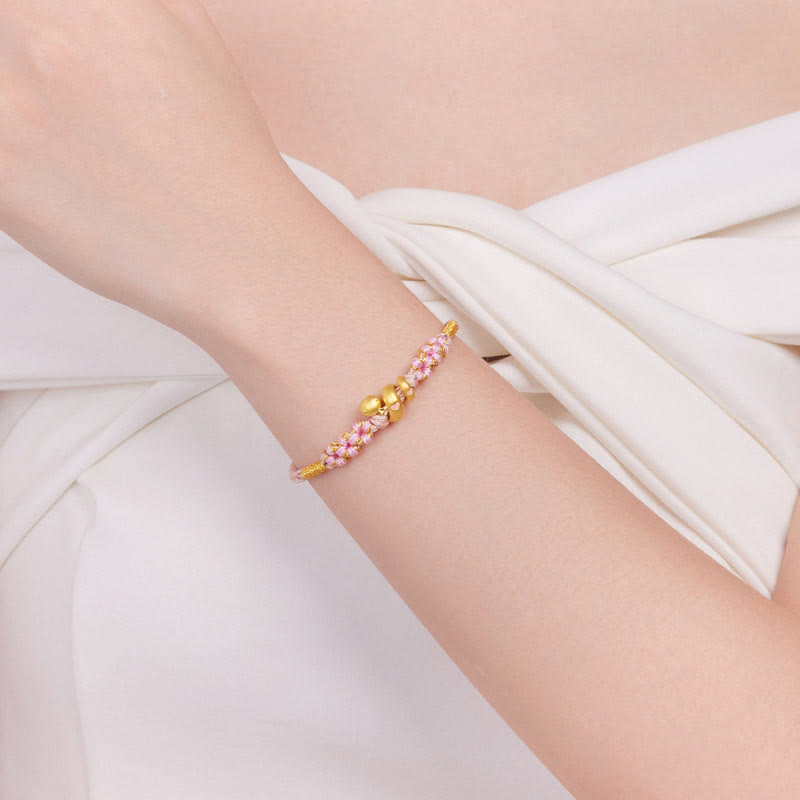 999 Gold Schlangenarmband in Rosa für Glück