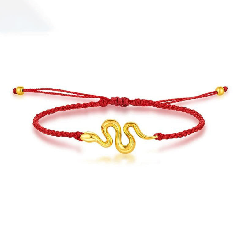 999 Gold Schlangenarmband mit roter Schnur für 2025