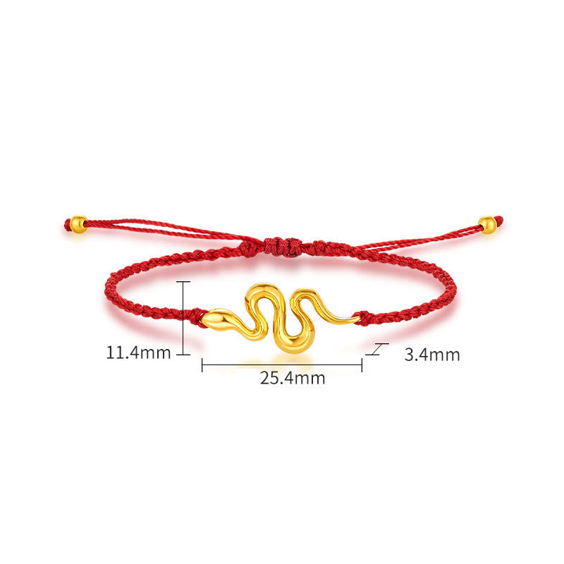 999 Gold Schlangenarmband mit roter Schnur für 2025