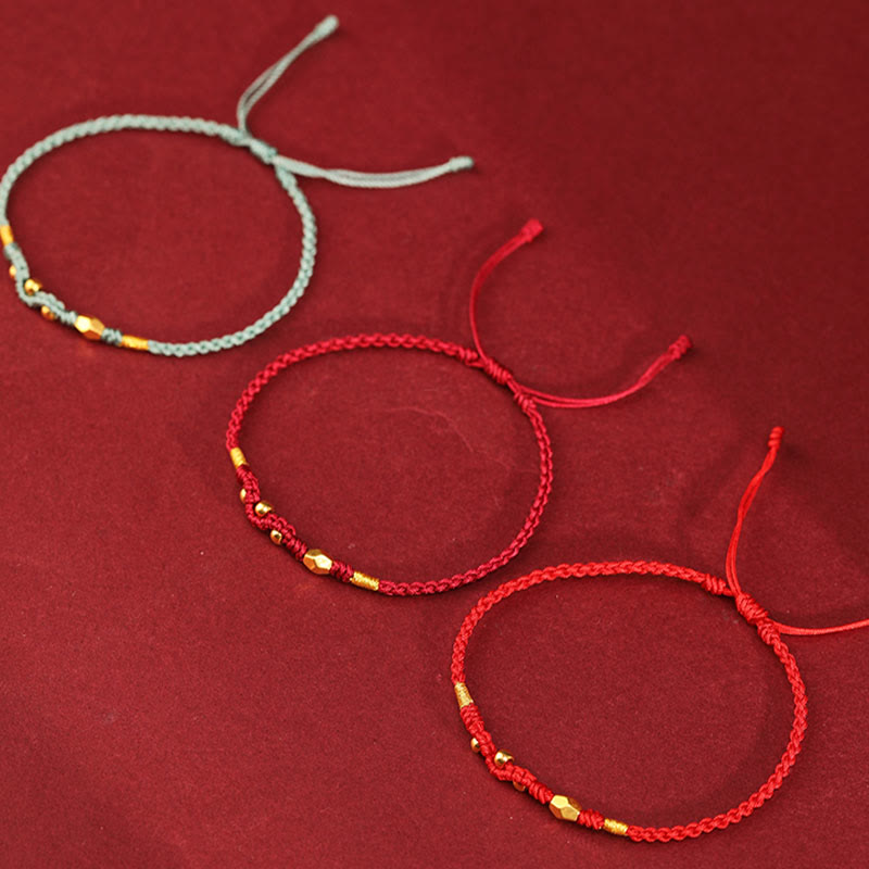 999 Gold Schlangen-Schutzarmband mit roter Schnur