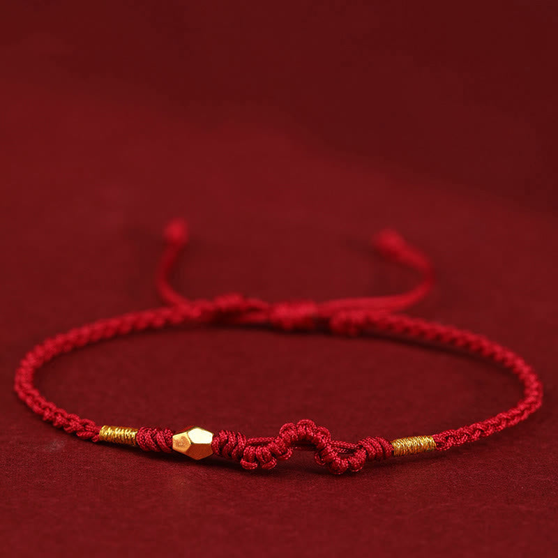 999 Gold Schlangen-Schutzarmband mit roter Schnur