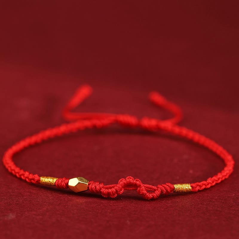 999 Gold Schlangen-Schutzarmband mit roter Schnur