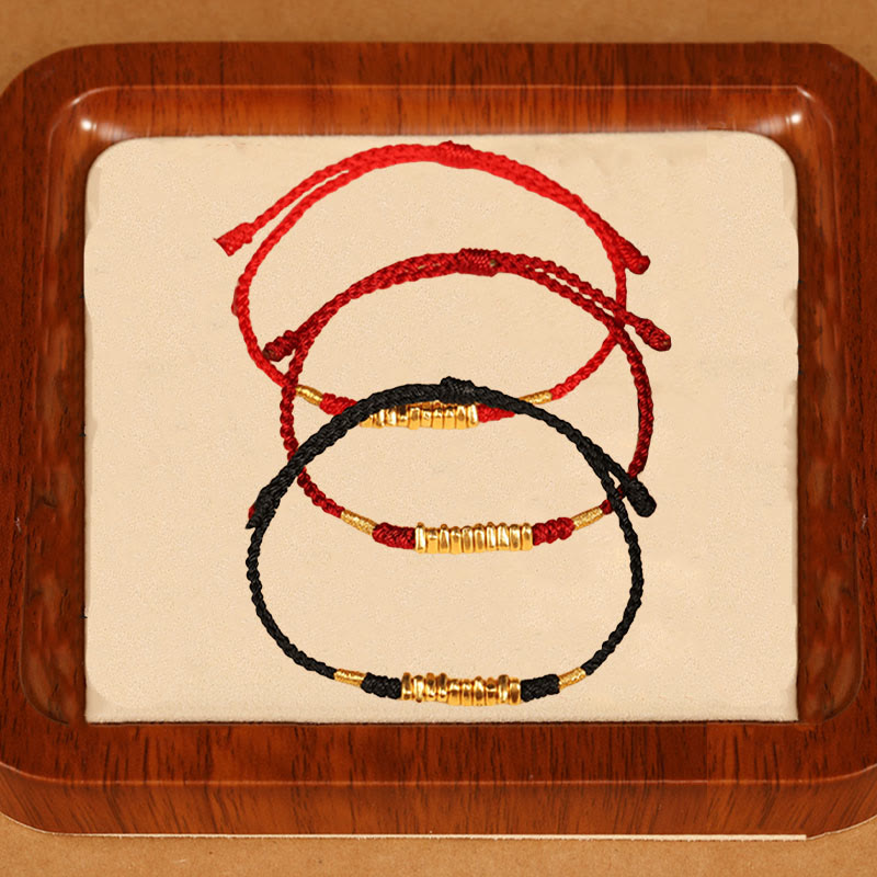 Ultradünnes geflochtenes rotes Schnurarmband aus 999er Gold