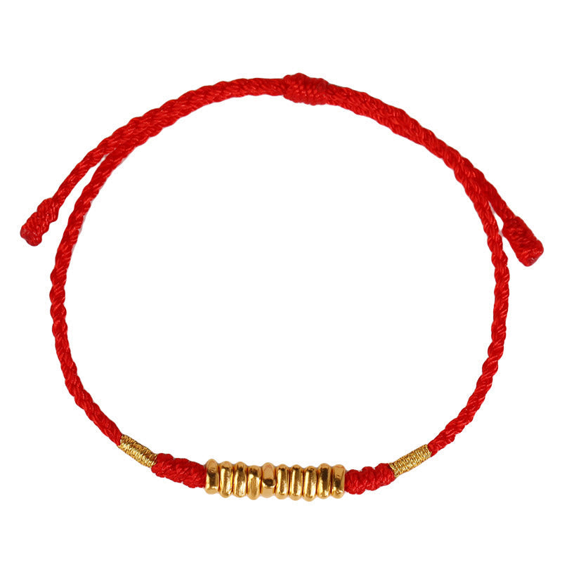 Ultradünnes geflochtenes rotes Schnurarmband aus 999er Gold