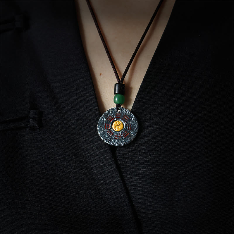 999 Sterling Silber 24k Gold Yin Yang Bagua Halskettenanhänger