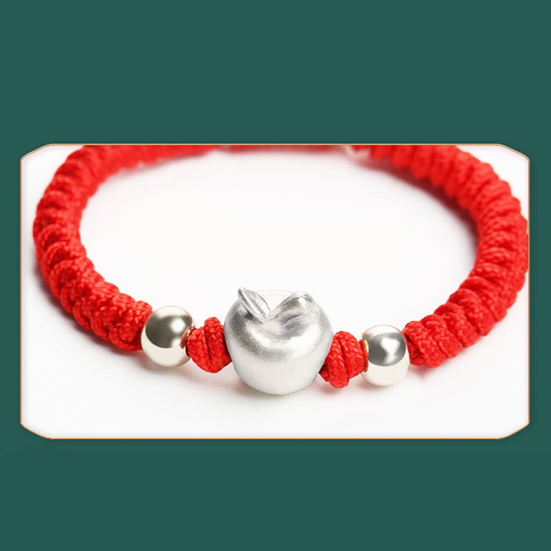 999 Sterling Silber Apfel Rote Schnur Schutzarmband