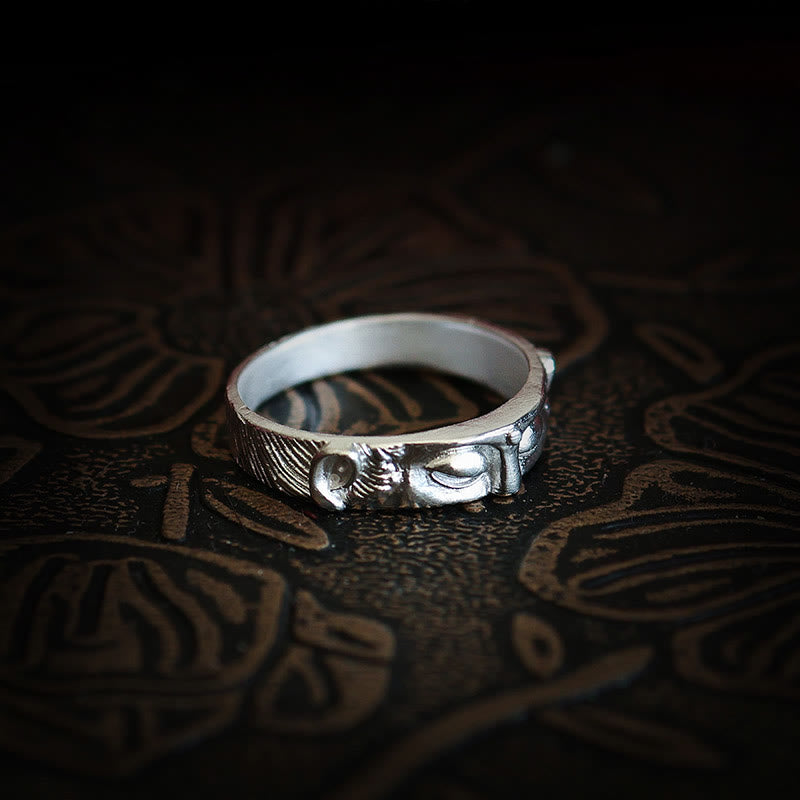 Schutzring mit Buddha-Augen aus 999er Sterlingsilber