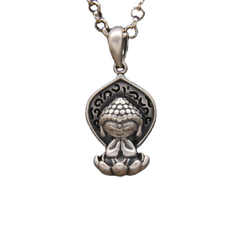 Buddha-Halskette aus 999er Sterlingsilber | Meditation | Gelassenheitslotus