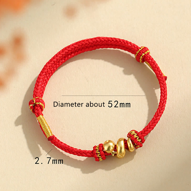 999 Sterling Silber Chinesisches Sternzeichen Schlange Rote Schnur Armband
