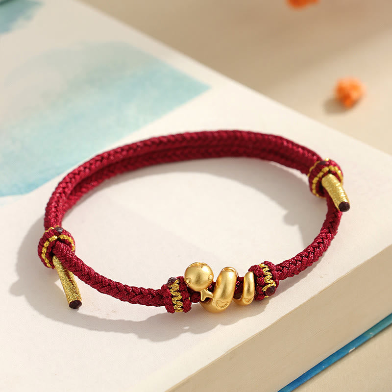 999 Sterling Silber Chinesisches Sternzeichen Schlange Rote Schnur Armband