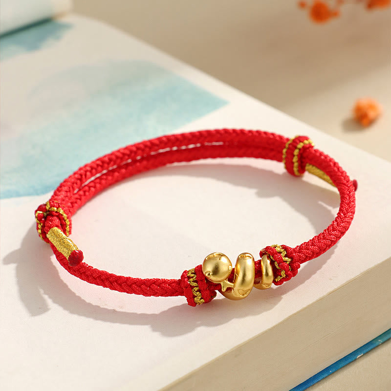 999 Sterling Silber Chinesisches Sternzeichen Schlange Rote Schnur Armband
