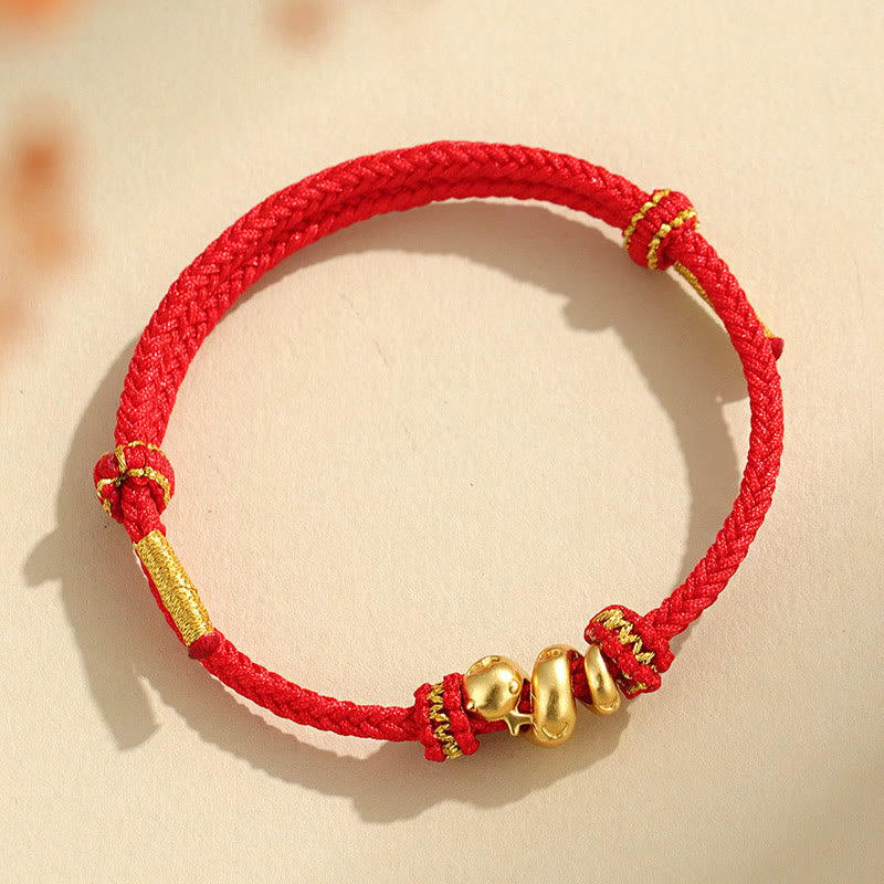 999 Sterling Silber Chinesisches Sternzeichen Schlange Rote Schnur Armband
