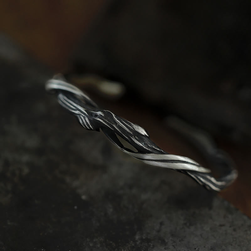 999 Sterling Silber Treibholz Manschette Armband spirituelle Balance