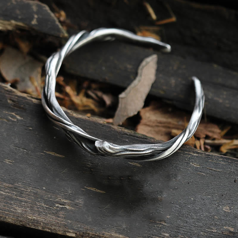 999 Sterling Silber Treibholz Manschette Armband spirituelle Balance