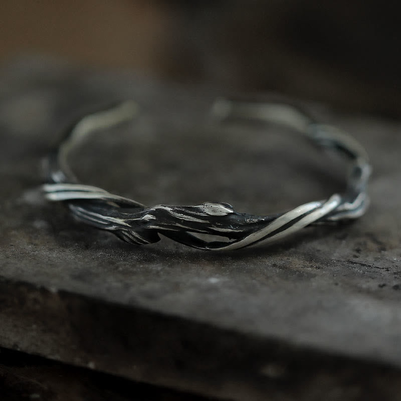 999 Sterling Silber Treibholz Manschette Armband spirituelle Balance