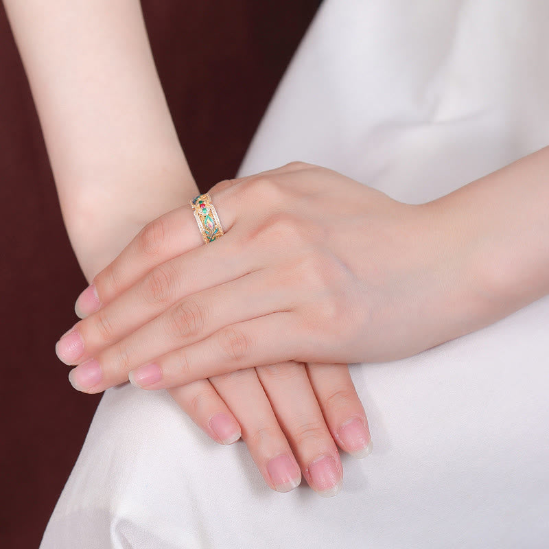 999 Sterling Silber Feder Design Spiritueller Heilungsring