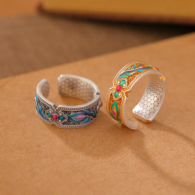 999 Sterling Silber Feder Design Spiritueller Heilungsring