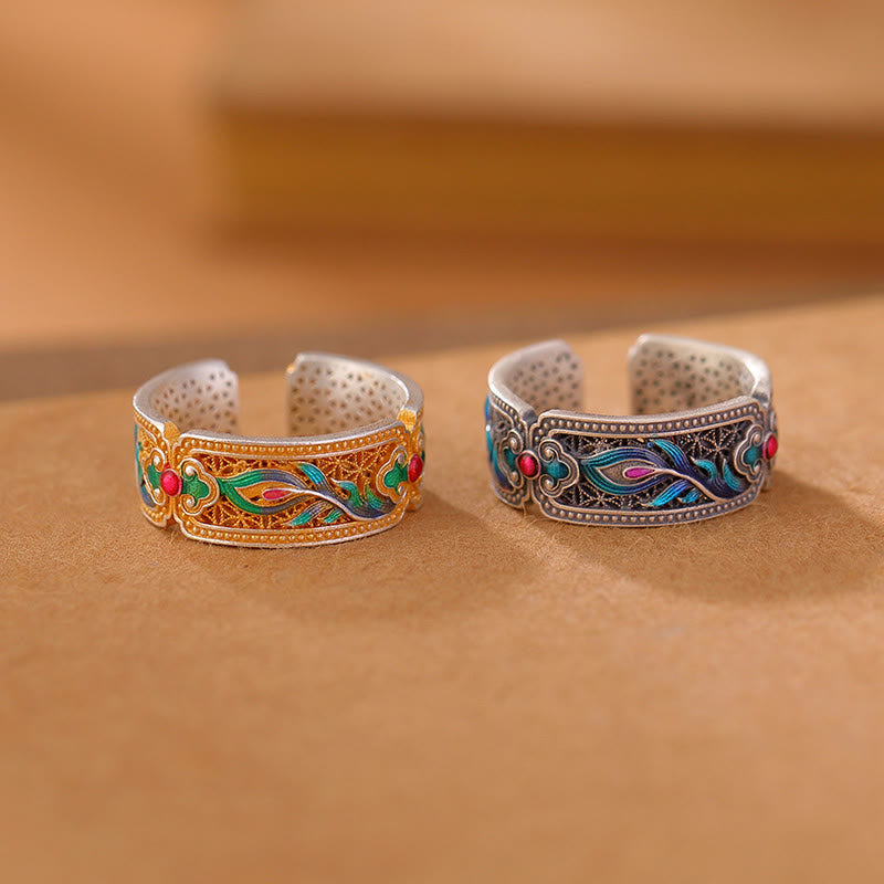 999 Sterling Silber Feder Design Spiritueller Heilungsring