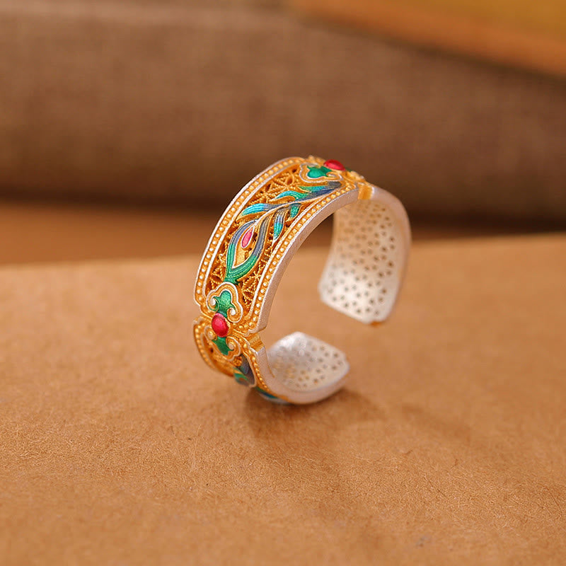 999 Sterling Silber Feder Design Spiritueller Heilungsring