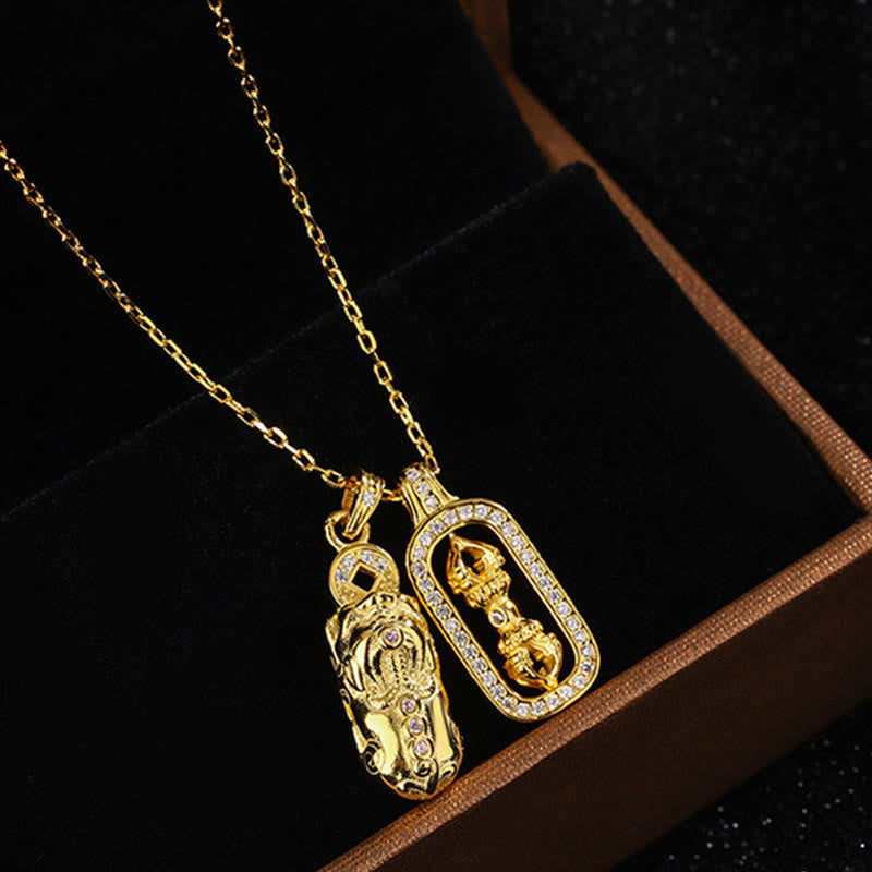 999 Sterling Silber Golden Pixiu Vajra Reichtum Halskette Anhänger