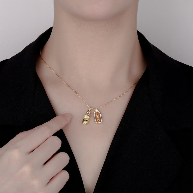 999 Sterling Silber Golden Pixiu Vajra Reichtum Halskette Anhänger