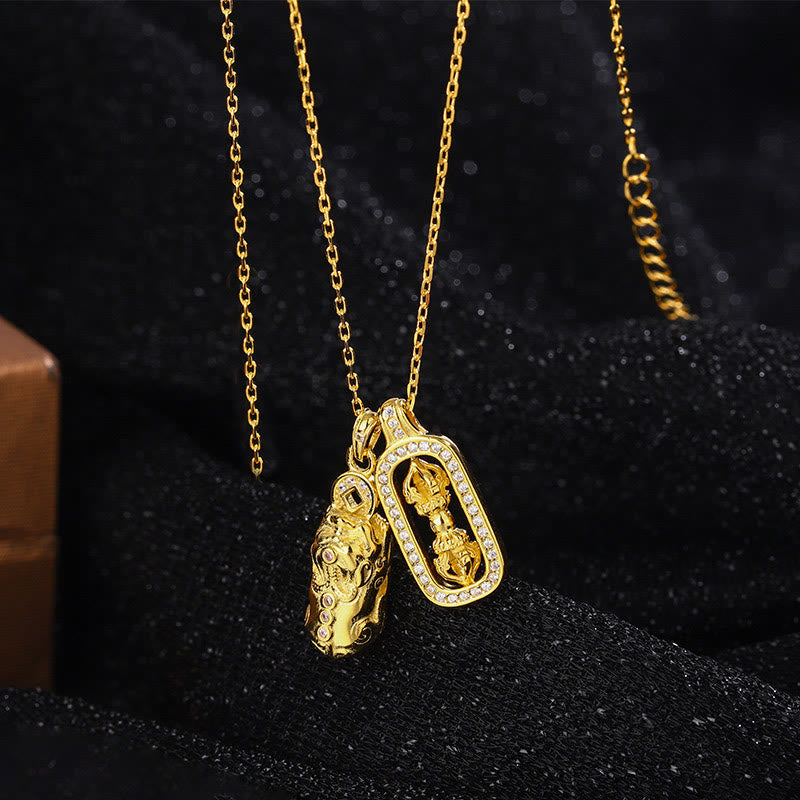 999 Sterling Silber Golden Pixiu Vajra Reichtum Halskette Anhänger