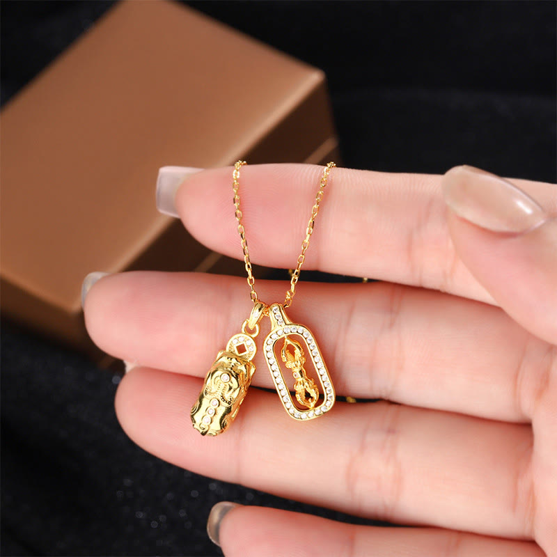 999 Sterling Silber Golden Pixiu Vajra Reichtum Halskette Anhänger