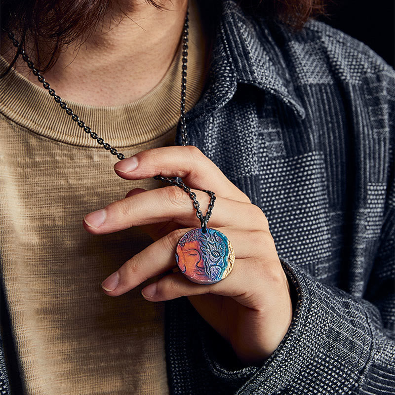 999 Sterling Silber Halb Dämon Halb Buddha Mitgefühl Halskette