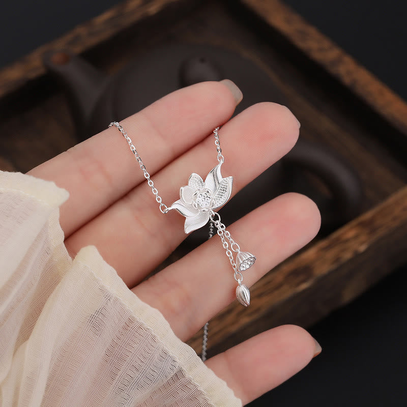 999 Sterling Silber Lotus Flower Pod Enlightenment Halskette