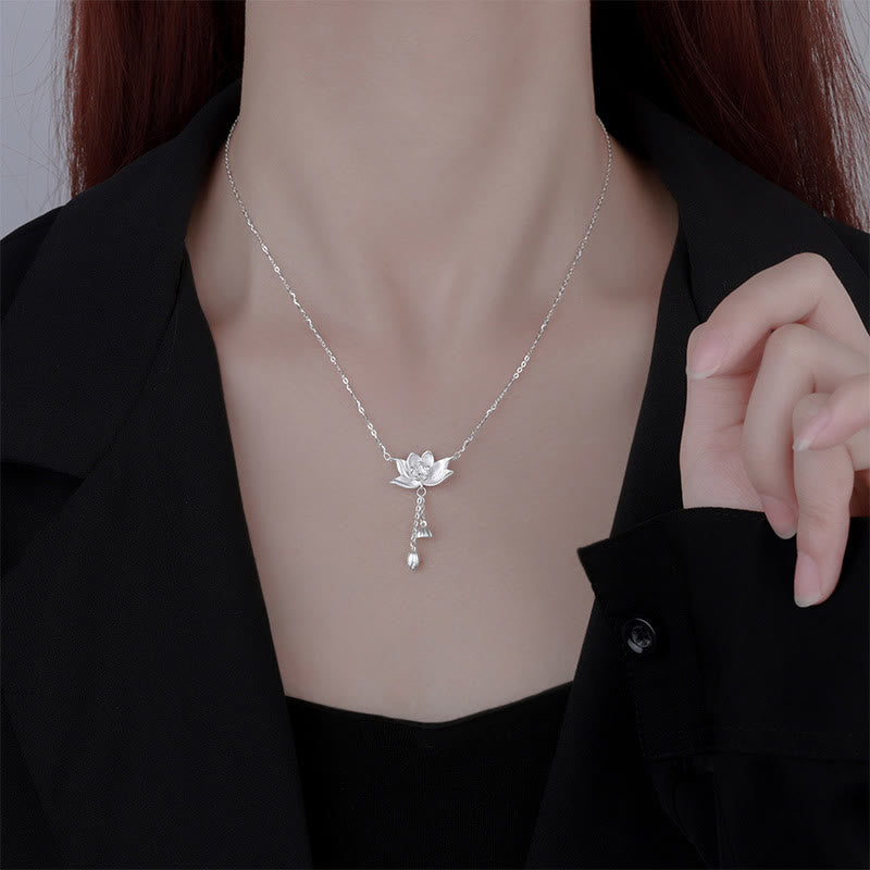 999 Sterling Silber Lotus Flower Pod Enlightenment Halskette