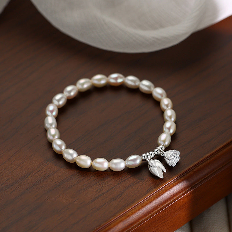 Heilarmband aus 999er Sterlingsilber mit Lotusperlen, 14–16 cm