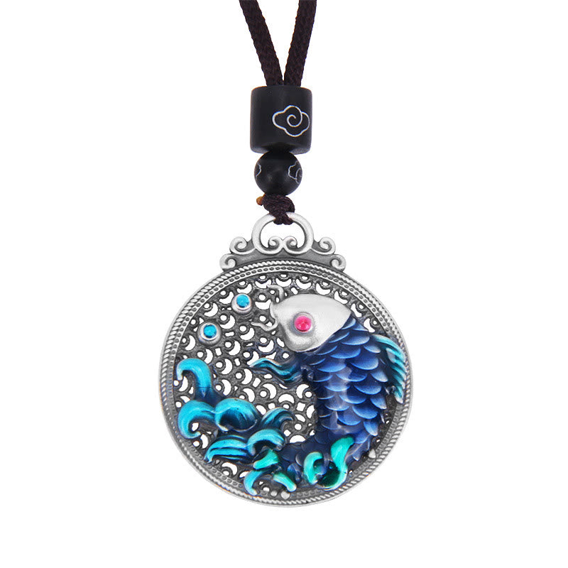 Halskette aus 999 Sterlingsilber mit Koi-Fisch-Anhänger für Erfolg und Wohlstand