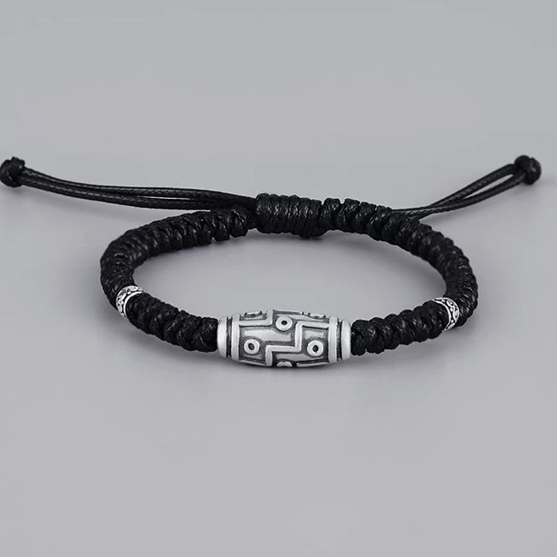 999 Sterling Silber Neun-Augen-Dzi-Perlen-Armband für spirituellen Schutz