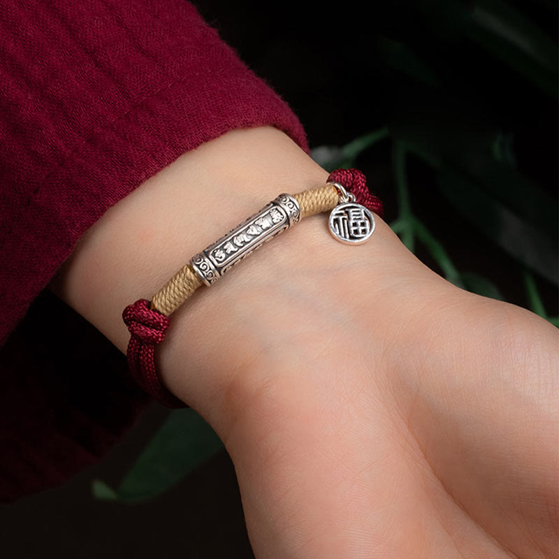 999 Sterling Silber Om Mani Padme Hum Glücksarmband