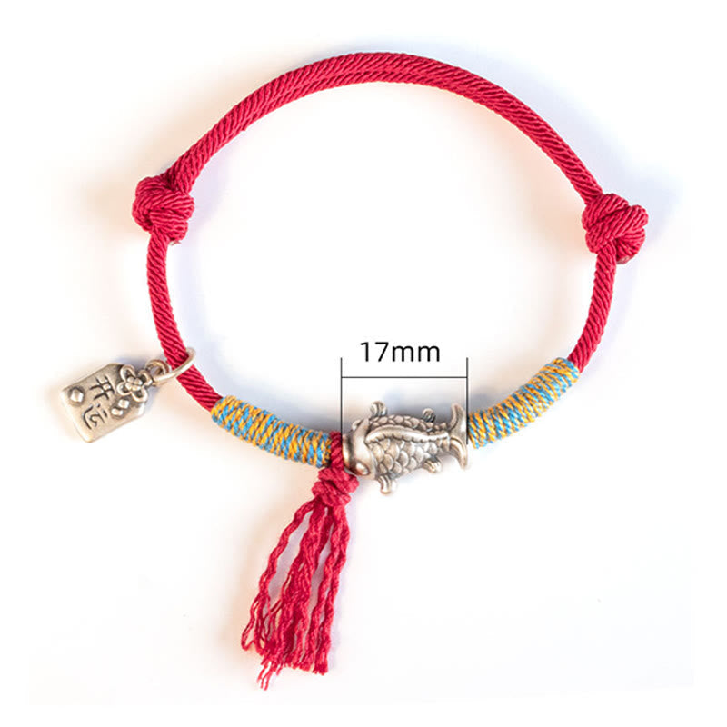 999 Sterling Silber Rote Schnur Koi Fisch Schutzarmband