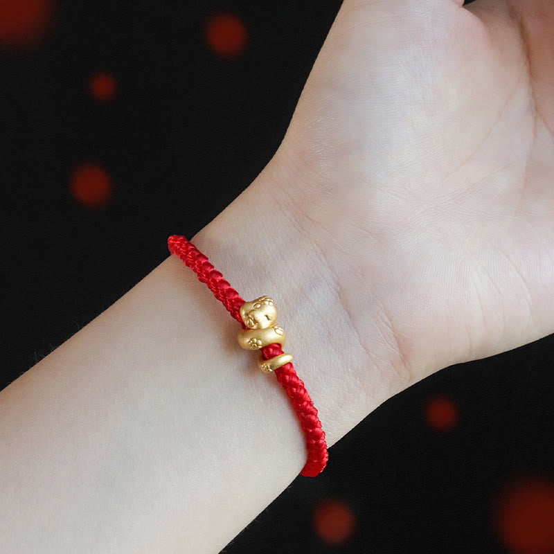Glücksarmband aus 999 Sterlingsilber mit roter Schlangenschnur