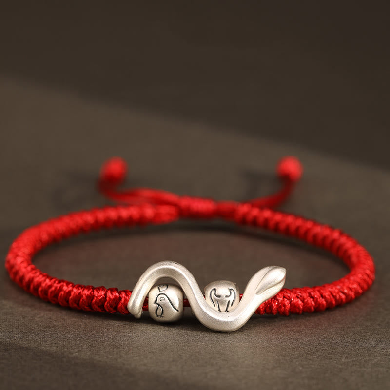 999 Sterling Silber Rote Schnur Stärke Armband zum Schutz | Jahr der Schlange