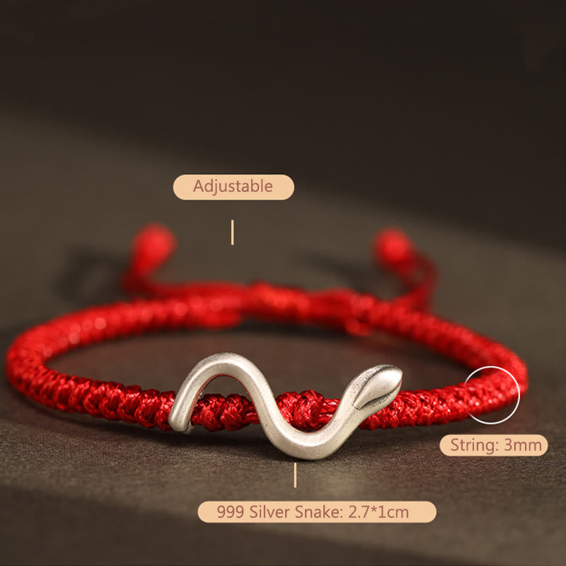 999 Sterling Silber Rote Schnur Stärke Armband zum Schutz | Jahr der Schlange