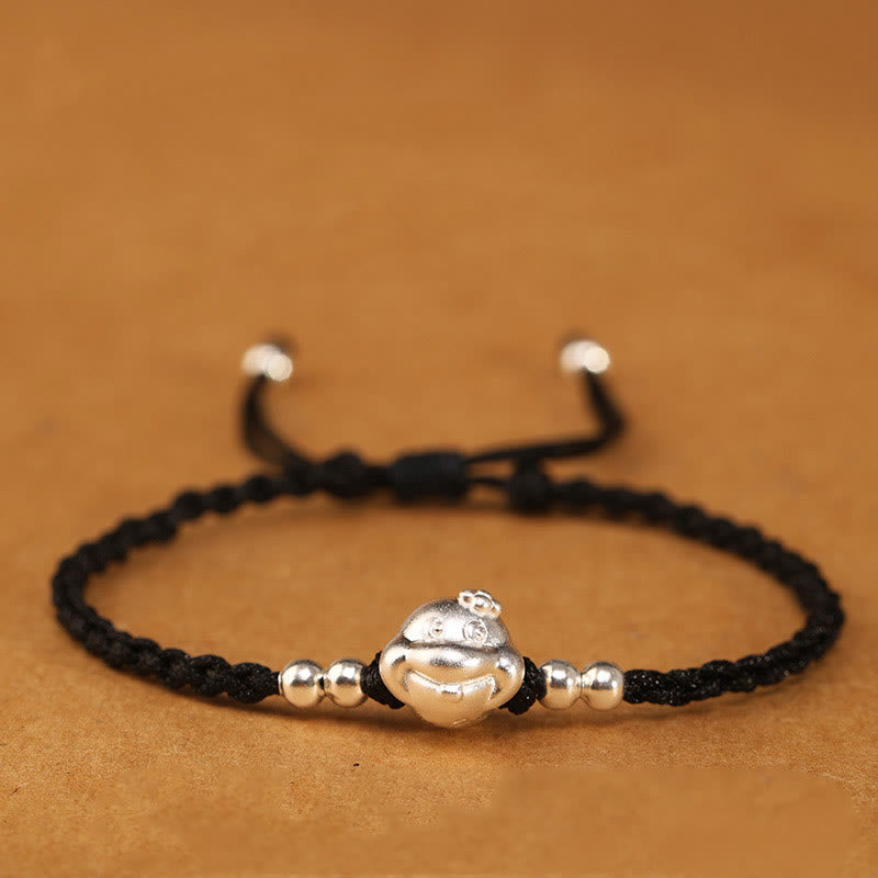 999 Sterling Silber Schlangenkopf-Armband mit roter Schnur für Glück und Schutz