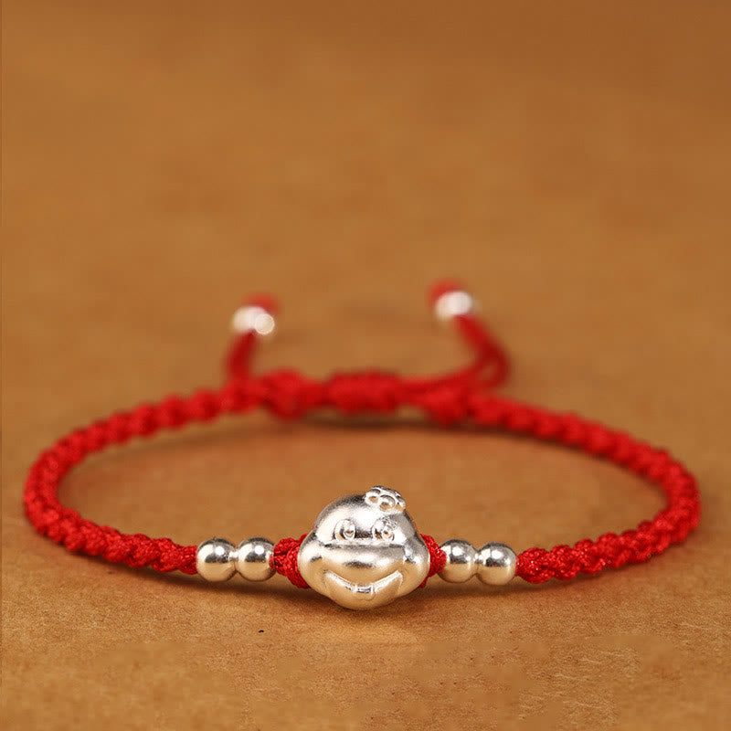 999 Sterling Silber Schlangenkopf-Armband mit roter Schnur für Glück und Schutz