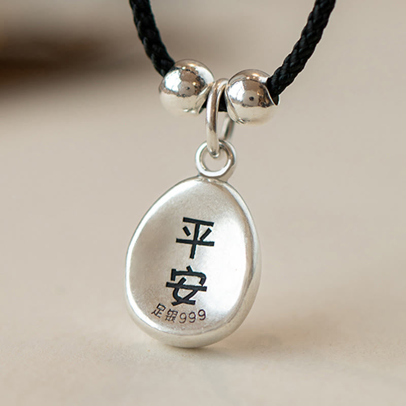 Spirituelle Halskette aus 999er Sterlingsilber mit Peace Joy Fu-Anhänger