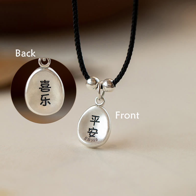 Spirituelle Halskette aus 999er Sterlingsilber mit Peace Joy Fu-Anhänger